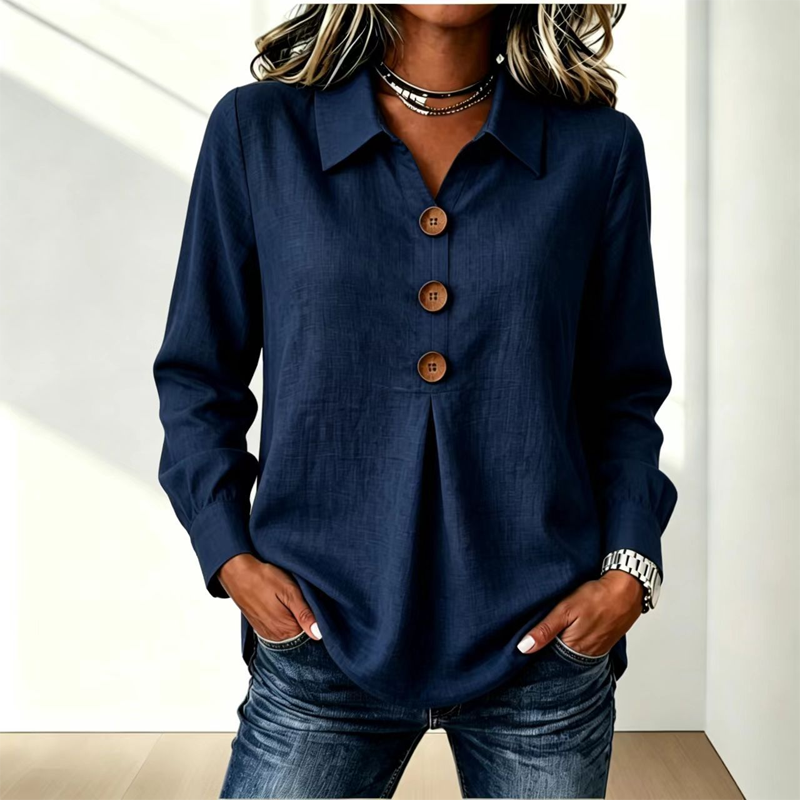 Clara – Button-Front Pleated Blouse