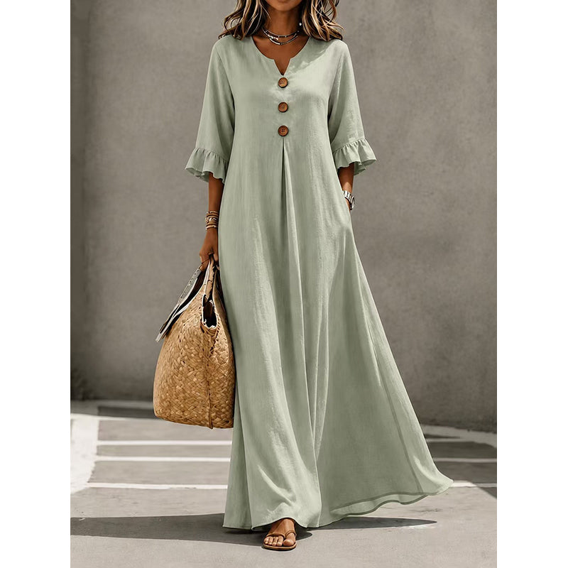 Coralie – Relaxed Button-Front Maxi Dress