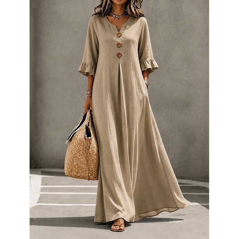 Coralie – Relaxed Button-Front Maxi Dress