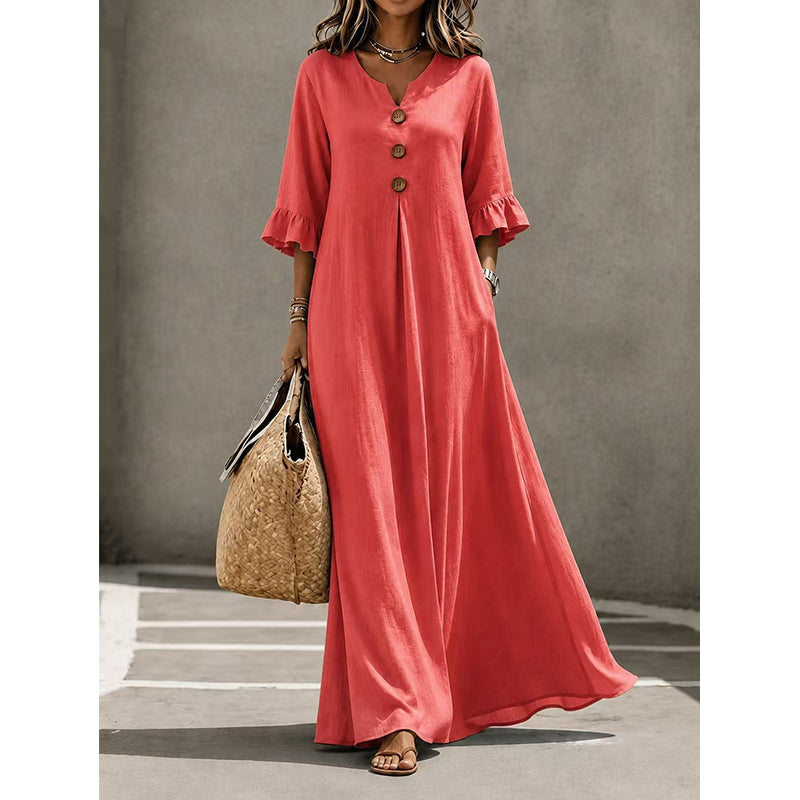 Coralie – Relaxed Button-Front Maxi Dress
