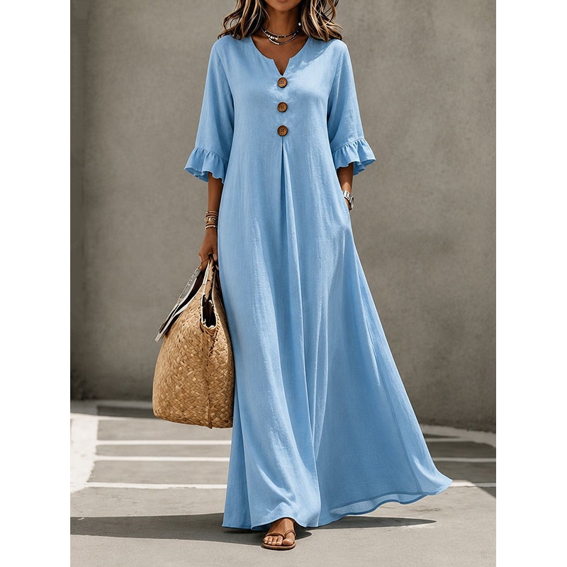 Coralie – Relaxed Button-Front Maxi Dress