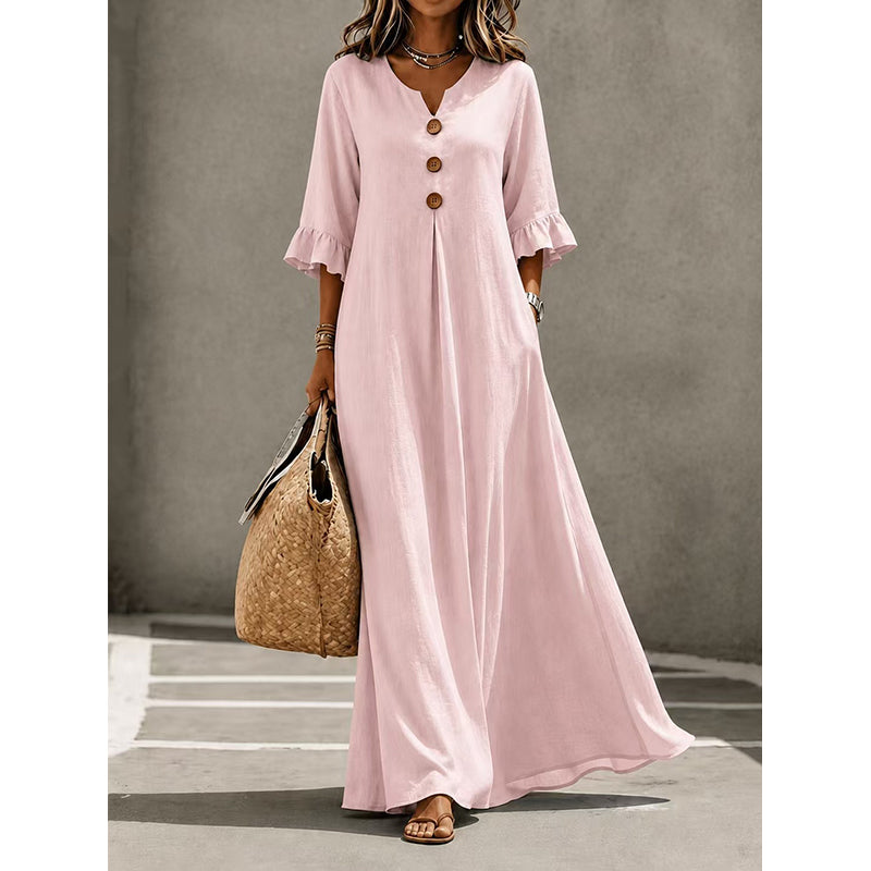 Coralie – Relaxed Button-Front Maxi Dress