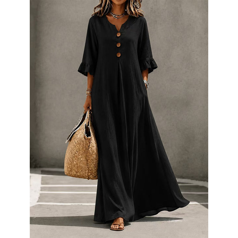 Coralie – Relaxed Button-Front Maxi Dress