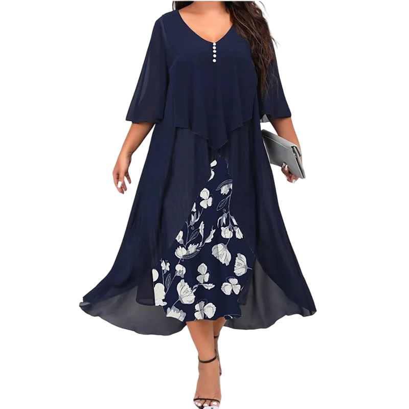 Rosalie – Layered Floral Chiffon Midi Dress