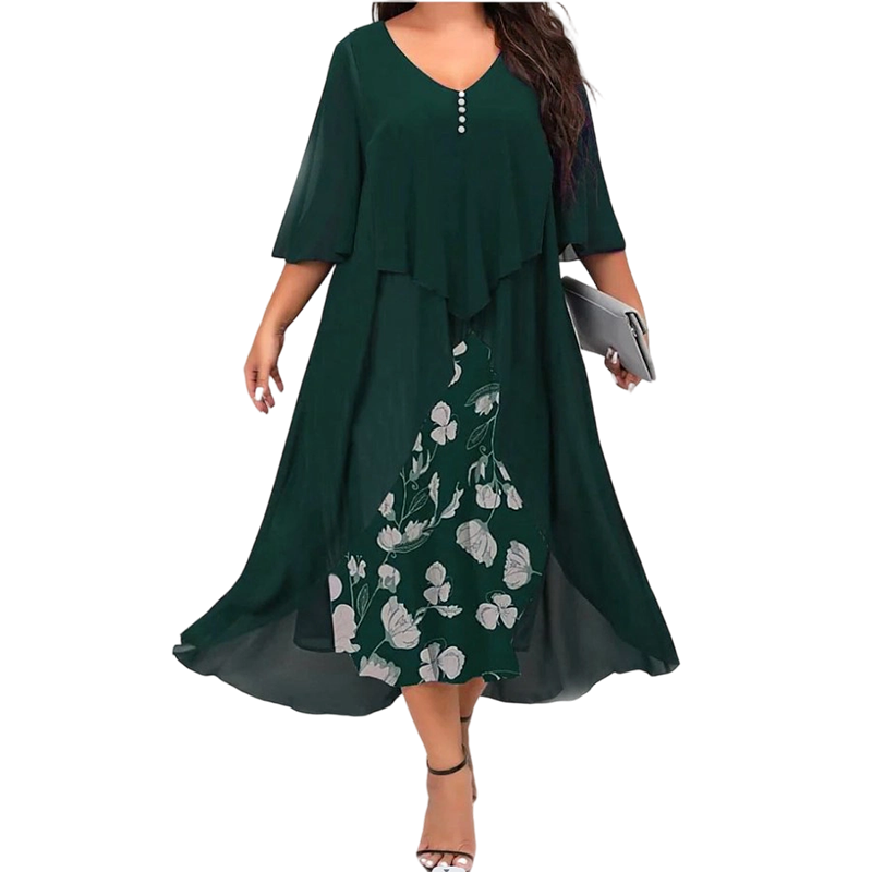 Rosalie – Layered Floral Chiffon Midi Dress