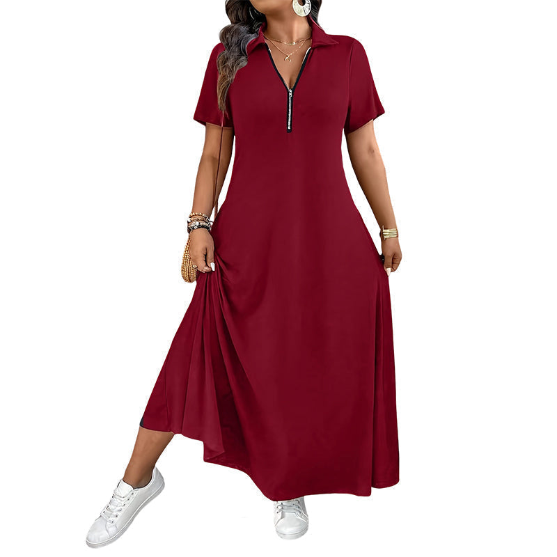 Sienna – Autumn Zip-Neck Maxi Dress