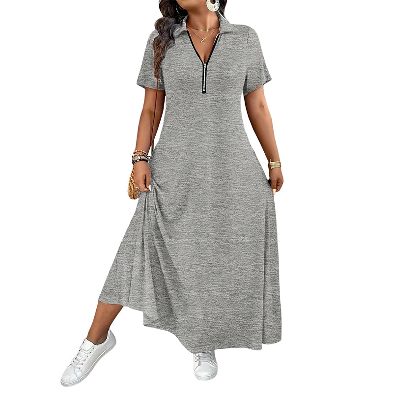 Sienna – Autumn Zip-Neck Maxi Dress