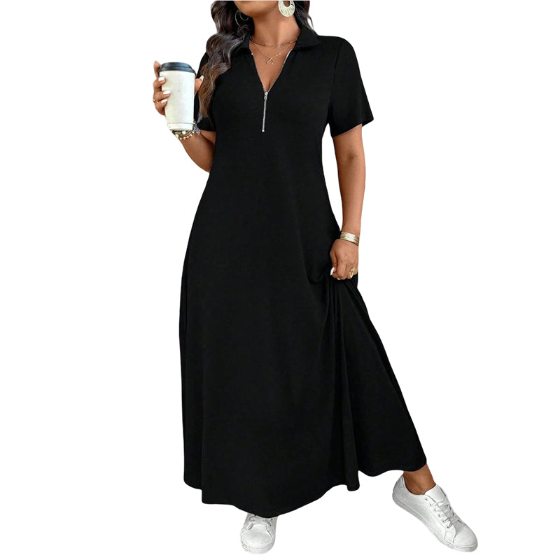Sienna – Autumn Zip-Neck Maxi Dress