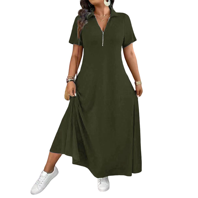 Sienna – Autumn Zip-Neck Maxi Dress