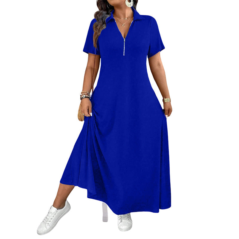 Sienna – Autumn Zip-Neck Maxi Dress