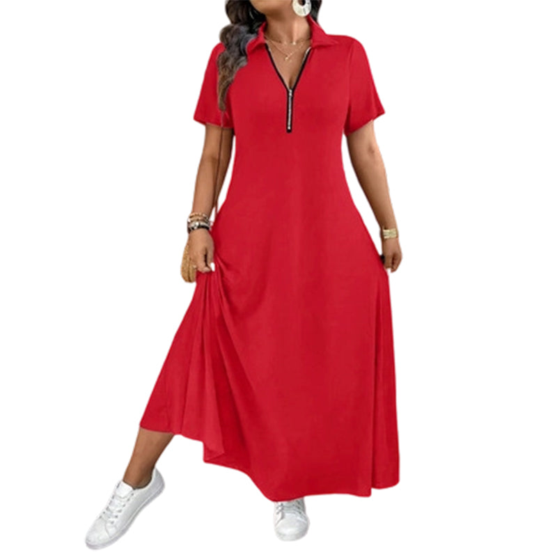 Sienna – Autumn Zip-Neck Maxi Dress