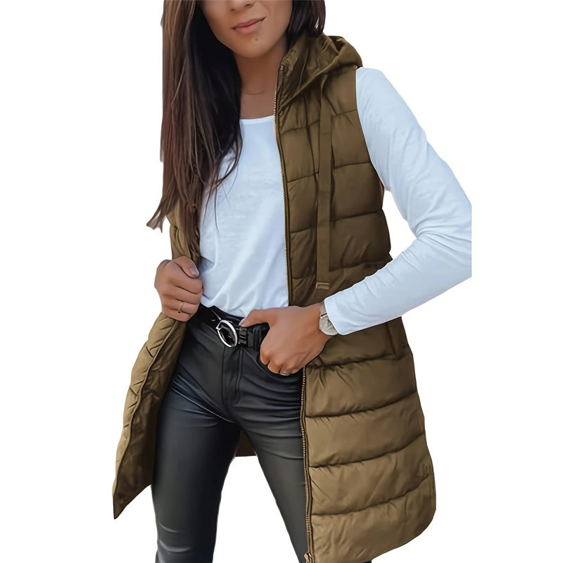 Sierra – Long Hooded Puffer Vest