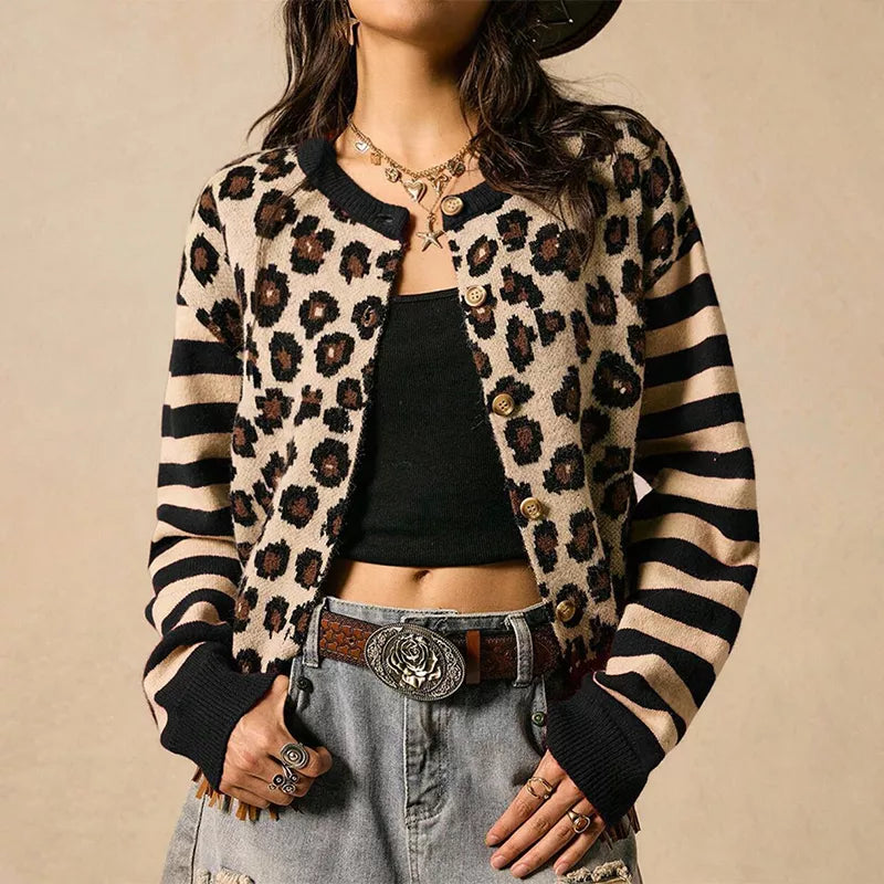 Savannah – Leopard Stripe Button Cardigan