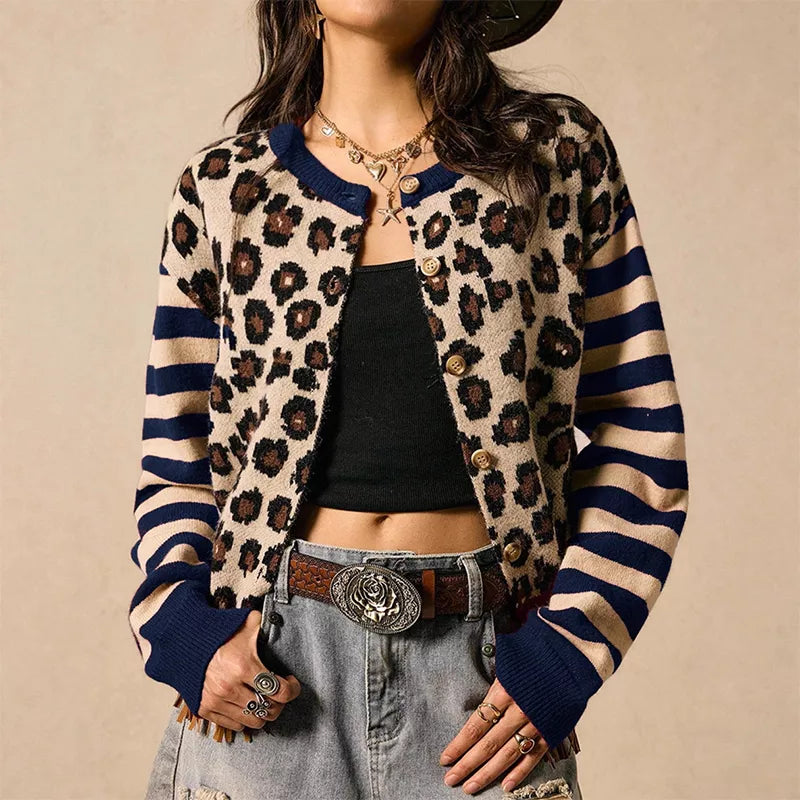 Savannah – Leopard Stripe Button Cardigan