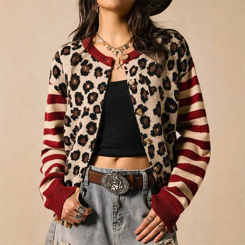Savannah – Leopard Stripe Button Cardigan