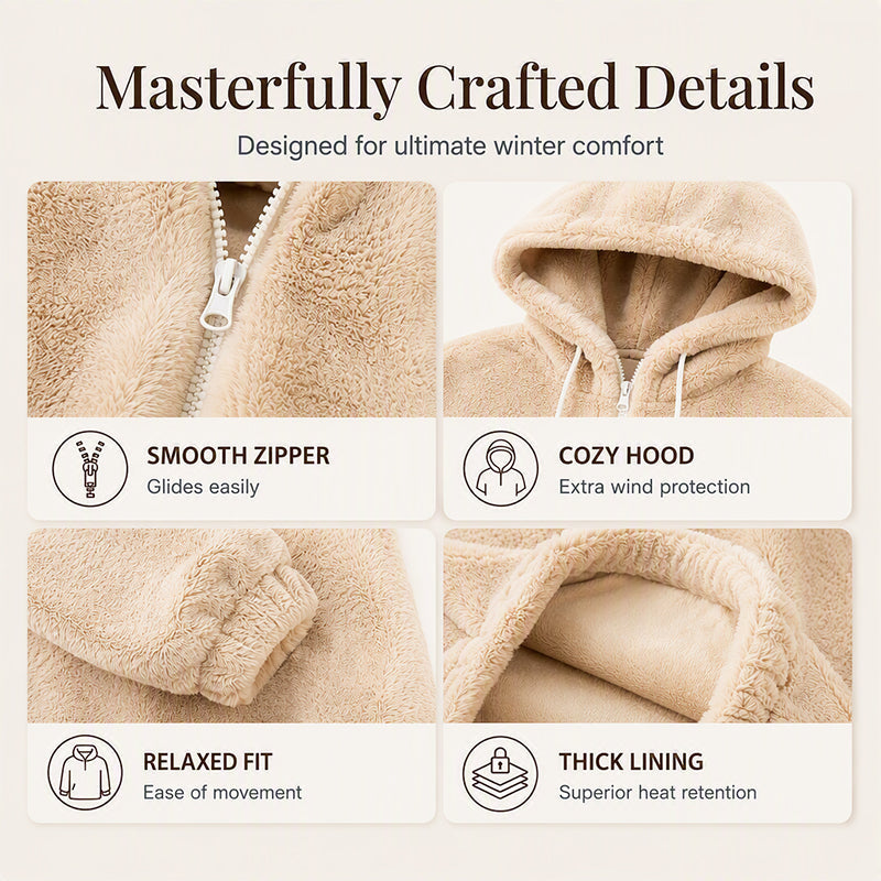 Mara – Women’s Teddy Fleece Hooded Zip Cardigan