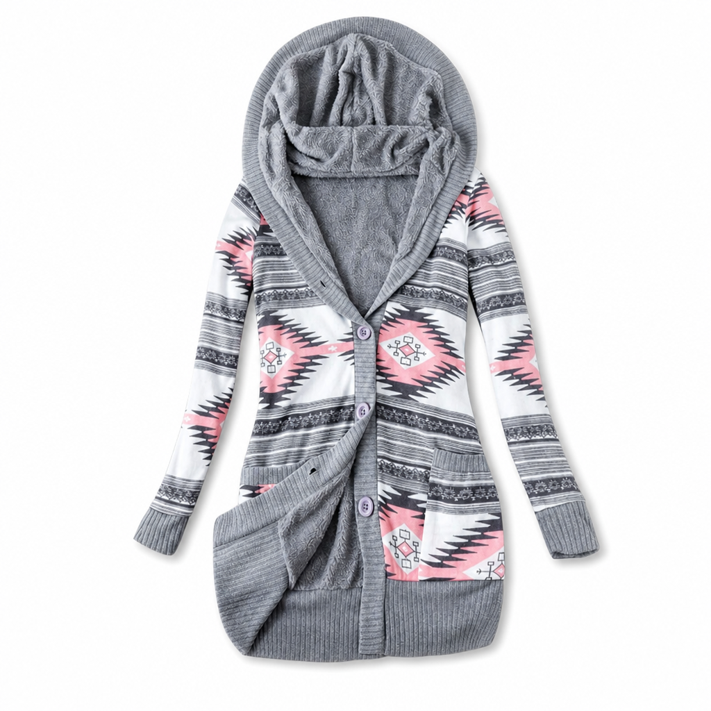 Elise – Hooded Knit Longline Cardigan